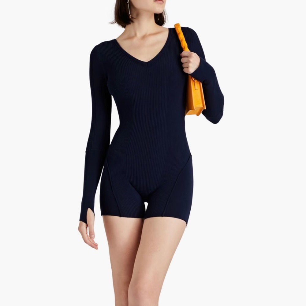 Jacquemus Cielo ribbed-knit playsuit